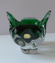 Load image into Gallery viewer, HOSPODKA STYLE; Made in Czechoslovakia Label. Fine Chunky 1960s Green and Yellow Cased Glass Bowl
