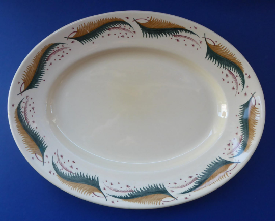 1950s Vintage Susie Cooper Pottery BRACKEN PATTERN Oval Ashet / Serving Plate. KESTREL shape. 14 inches