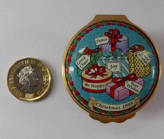 Vintage Halcyon Days Enamels Christmas Box 1995. Bundle of Christmas Presents. Excellent Condition