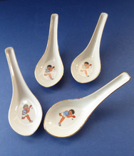 Load image into Gallery viewer, Four Vintage Chinese Porcelain Spoons Table Tennis Image
