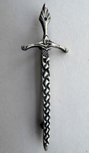 Load image into Gallery viewer, 1950s SCOTTISH SILVER BROOCH. Simple Vintage Lapel Brooch in the Shape of a Sword. Designed Robert Allison 1957
