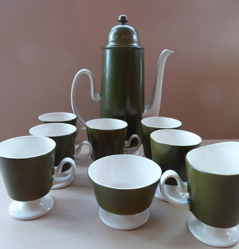 Vintage Complete Set Olive Carlton Ware Oslo Coffee Set 1960s