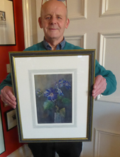 Load image into Gallery viewer, Kate Cameron Signed Watercolour of Blue Daisies Framed 
