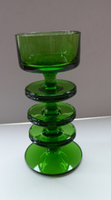 Load image into Gallery viewer, Stylish 1970s SHERINGHAM WEDGWOOD GLASS Green Candlestick by Stennett-Wilson. 6 inches high
