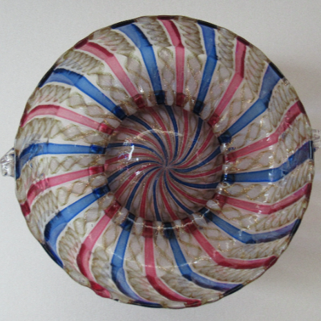 Salviati Murano Glass Latticino Zanfirico Glass Finger Bowl