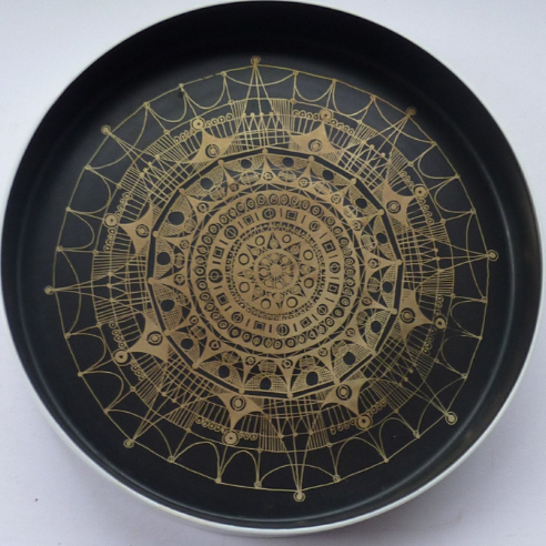 Large 1960s Console Bowl Black and Gold by Baumann for Rosenthal