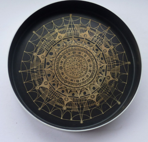 Large 1960s Console Bowl Black and Gold by Baumann for Rosenthal