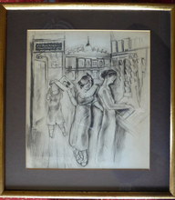 Load image into Gallery viewer, 1930s American Drawing of Ladies Shopping in Woolworths - Katherine Langhorne Adams
