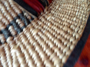 Vintage AFRICAN (Ghana) Woven Straw & Leather FULANI Hat with Straps. Nice, clean condition