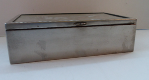 ANTIQUE Edwardian Silver Plate Cigar or Cigarette Box - with hand embellised print by GEORGE WRIGHT. Carriage Image