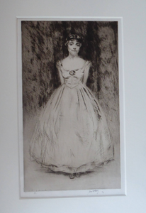 ORIGINAL ETCHING by Scottish Artist James McBey (1883 - 1959). The Silk Dress. Dated 1919 and signed in ink