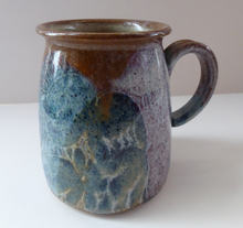 Load image into Gallery viewer, British STUDIO POTTERY. Large Mug with Abstract Floral Motifs. Crich Pottery (Diana Worthy)
