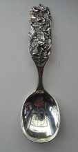Load image into Gallery viewer, Vintage NORWEGIAN SILVER 830s Brodrene Lohne ELVESTER Small Serving Spoon; c 1900s Rare Scandinavian Silverware
