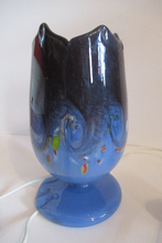 Load image into Gallery viewer, Scottish Glass. Vasart Tulip Vase. Dark Blue Shades
