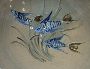 STUDIO POTTERY: Stunning Large Charger with Fish Design by Reginald A. Lewis (1899 - 1990)