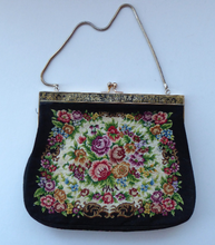 Load image into Gallery viewer, Vintage 1940s PETIT POINT Tapestry Handbag or Evening Bag. Unusual EGYPTIAN Motif on the Frame. Excellent Condition
