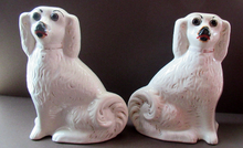 Load image into Gallery viewer, Antique Staffordshire Dogs Chimney Spaniels / Wally Dugs
