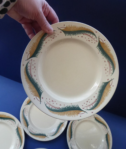 1950s Vintage Susie Cooper Pottery BRACKEN PATTERN Dessert Plates. KESTREL shape. 9 inches
