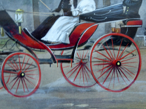 ANTIQUE Edwardian Silver Plate Cigar or Cigarette Box - with hand embellised print by GEORGE WRIGHT. Carriage Image