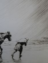 Load image into Gallery viewer, George Soper 1920s Original Pencil Signed Etching Carting Seaweed
