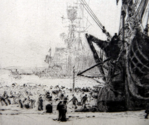 William Wyllie HMS Victory Portsmouth Signed Drypoint Etching