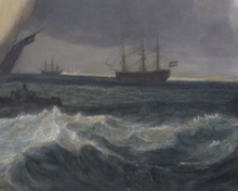 Load image into Gallery viewer, Antique 1830s Hand Coloured Engraving Burnet after Turner The Bridgewater Seapiece

