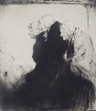 Percy Lancaster Etching Drypoint Three Breton Women