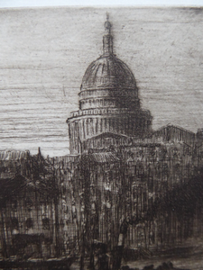 ES Lumsden Low Tide. The Thames Etching Drypoint Signed 1921