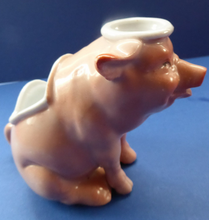 Load image into Gallery viewer, 1910s Novelty Inkwell &amp; Stamp Wetter. Strange Pink Pig Model. Antique GERMAN PORCELAIN
