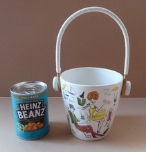Load image into Gallery viewer, 1950s Ceramica Di Milano ICE PAIL with Handle. Very Rare - with decoration showing a stylish couple drinking cocktails

