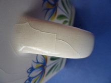 Load image into Gallery viewer, 1950s BRISTOL POTTERY Kitchen Canister or Storage Jar. Vintage Old Delft Tulip Design with Carrying Handle. No Lettering
