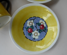 Load image into Gallery viewer, SCOTTISH POTTERY. Sweet Little 1930s BOUGH Pottery Pair of Cups and Saucers
