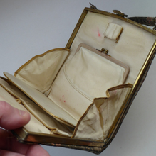 Load image into Gallery viewer, Unusual Vintage Fold Out Concertina Hand Bag - with Silver Exterior Decorated with Little Chinese Figures; 1940s
