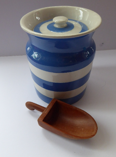 Vintage Cornishware TG Green Storage Jar: Mid Century. Larger Size. 6 3/4 inches height