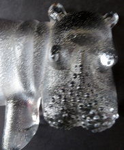 Load image into Gallery viewer, 1970s KOSTA BODA Glass Hippopotamus. Larger Size; Designed by Bertil Vallien. 8 1/2 inches wide
