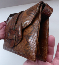 Load image into Gallery viewer, Fine Vintage Snakeskin Shoulder Bag. With long strap &amp; interesting flap closure. Clean with no Damages
