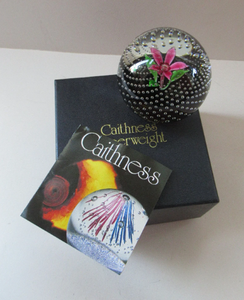 1970s Scottish Caithness Glass Paperweight Flower in the Rain