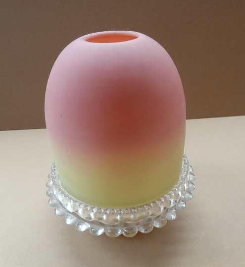 ANTIQUE Victorian Thomas WEBB Burmese Glass Shade with Clarke's Cricklite FAIRY Lamp or Night Light