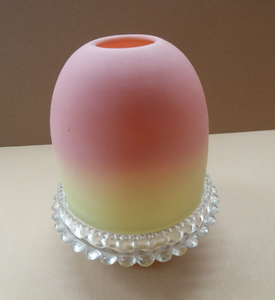 ANTIQUE Victorian Thomas WEBB Burmese Glass Shade with Clarke's Cricklite FAIRY Lamp or Night Light