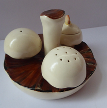 Load image into Gallery viewer, CARLTON WARE Vintage 1960s Cruet Set Representing Button Mushrooms on Flat Mushroom Base
