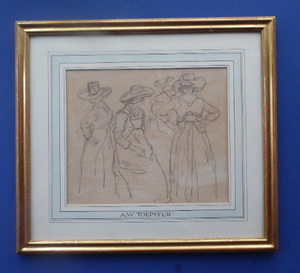 19th Century Pencil Drawing by Wolfgang Adam TOEPFFER (1766 - 1847) Switzerland. Sheet of Figure Studies