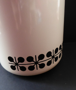 Vintage 1960s JAPANESE White Enamel Ice Bucket with Atomic Design. Original plastic drip tray and chrome tongs