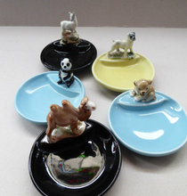 Load image into Gallery viewer, Set of Five Vintage 1960s WADE WHIMTRAYS. Early Made in England Marks to Base: Llama, Boxer, Panda, Lion Cub &amp; Camel
