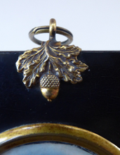 Load image into Gallery viewer, ANTIQUE Portrait Miniature of a Young Lady. Watercolour Study in Antique Black Wooden Frame with Acorn Hanging Ring; c 1830s
