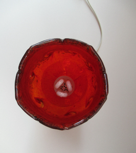 1950s Scottish VASART Glass Tulip Lamp in Swirly Scarlet Red and Black Shades. WORKING