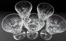 Load image into Gallery viewer, Handy Set of FIVE Vintage EDINBURGH CRYSTAL Liqueur or Sherry Glasses
