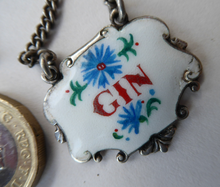 Load image into Gallery viewer, VINTAGE Silver and Enamel GIN Decanter or Bottle Label Birmingham Hallmarked 1956
