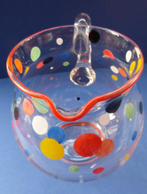 Load image into Gallery viewer, Vintage 1950s Mid Century Glass LEMONADE JUG. Excellent condition with original tutti frutti painted polka dot decorations
