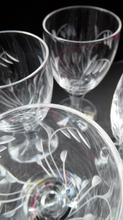 Load image into Gallery viewer, Pretty Set of Six STUART CRYSTAL ELGIN Pattern Sherry or Liqueur Glasses. With Engraved Foliage Design. Signed
