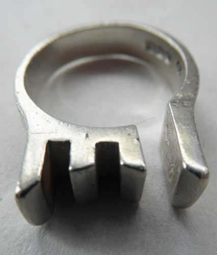 1970s Abstract Silver Ring Signed CD
